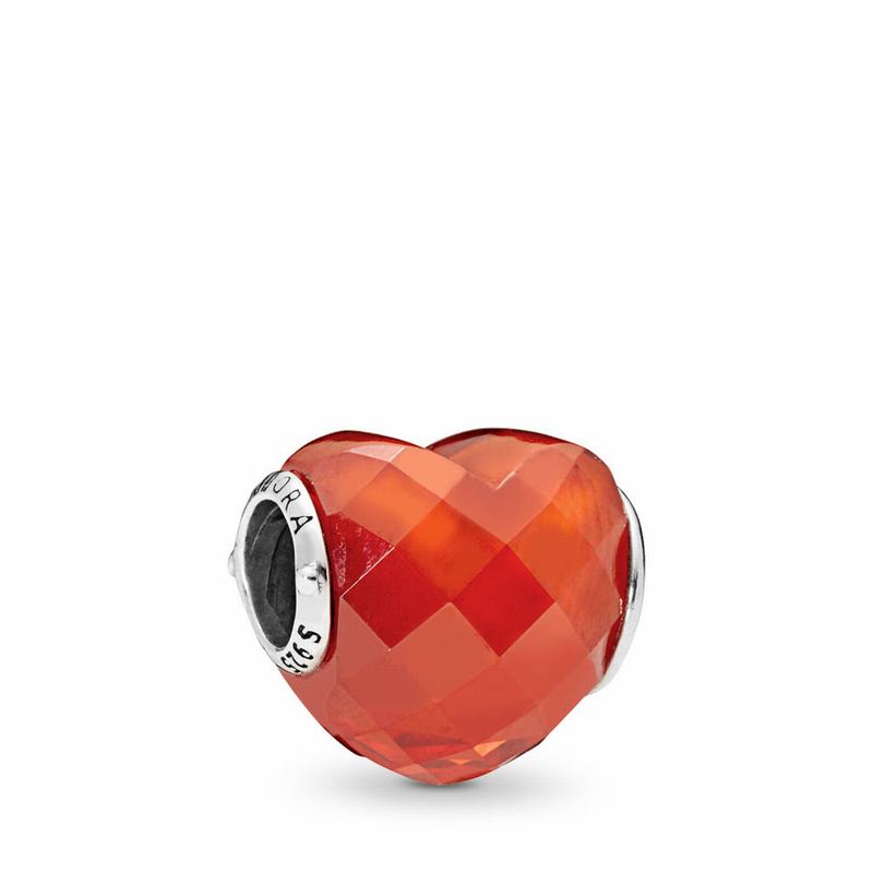 Pandora Shape Of Love Charm - Sterling Silver/Orange/Cubic Zirconia - Canada | YC4829QL